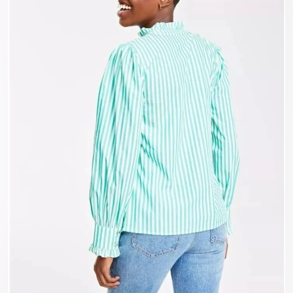 ON 34TH Women's Ruffle-collar Stripe Shirt - Picture 4 of 11